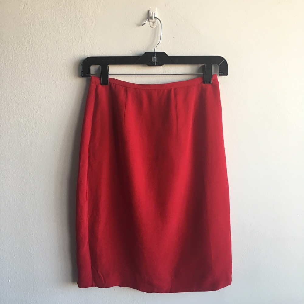 Vintage cherry red silk skirt